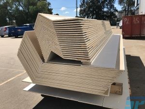 Angled plasterboard bulkhead